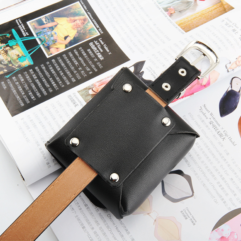 Thắt lưng phối dây xích khóa ghim màu đen phong cách punk thời trang Hàn Quốc 22580