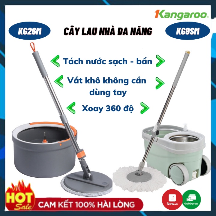 Cây Lau Nhà Thông Minh Kangaro, Cây Lau Nhà 360 Độ KG26M Và KG9SM, Tách Nước Bẩn Với Hệ Thống Tự Giặt Thảnh Thơi