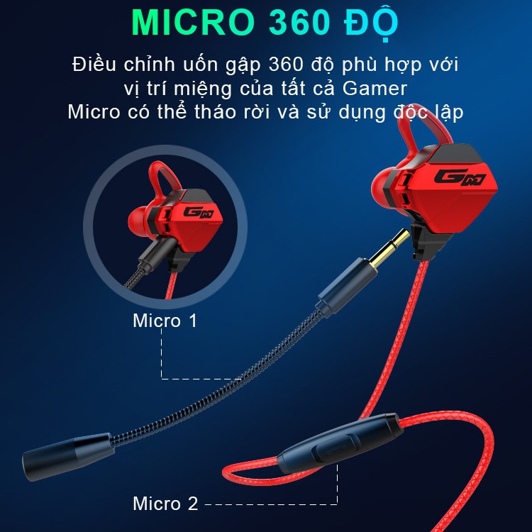 Tai nghe game thủ cho điện thoại Sidotech G-Pro chơi game Pubg FF Tốc Chiến có mic 10cm siêu nhạy - Hàng Chính Hãng