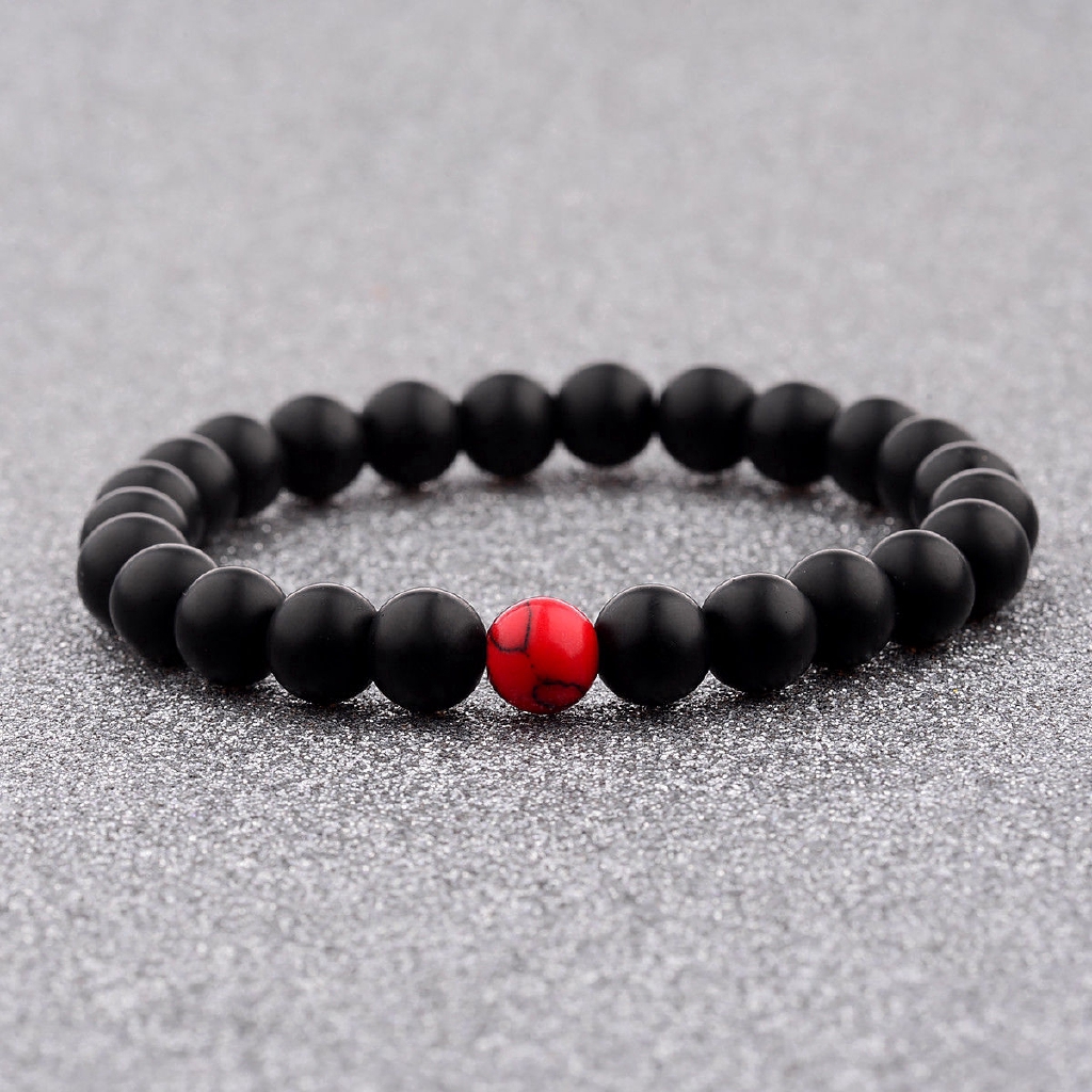Vòng đeo tay đính hạt mã não mờ cỡ 8mm thời trang sành điệu cho nam và nữ tuỳ chọn