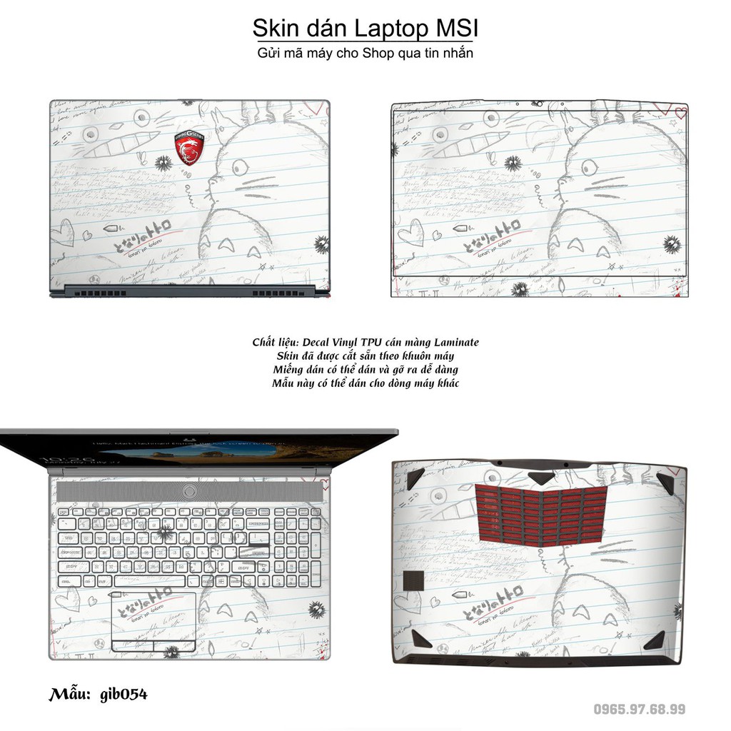 Skin dán Laptop MSI in hình Ghibli photo (inbox mã máy cho Shop)