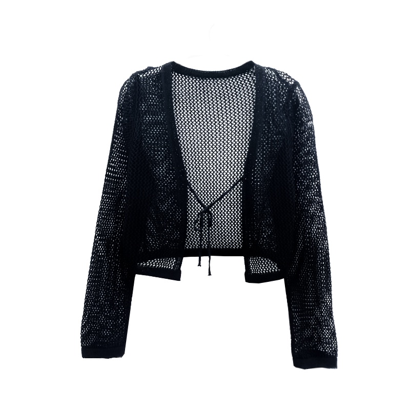 QKOOLE Áo cardigan  dạng đan màu trơn tay dài thời trang phong cách Hàn Quốc