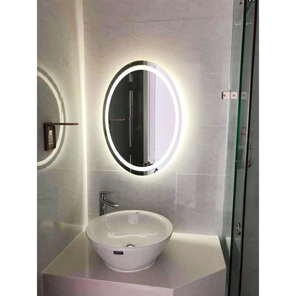 Gương Viền Led Hình Elip Cảm Ứng Hiện Đại, Gương Phòng Tắm Cao Cấp KT 50x70cm