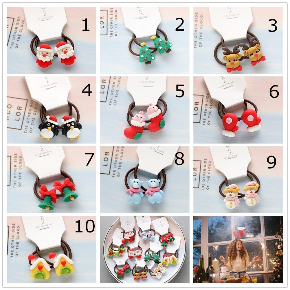 Bộ 2 Dây Cột Tóc Cao Su Gắn Hình Giáng Sinh Dễ Thương