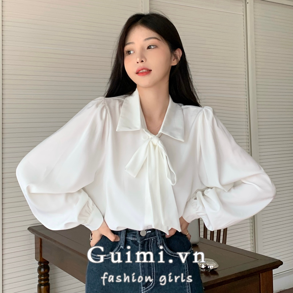 Áo sơ mi NZN phối nơ thời trang thu đông cho nữ