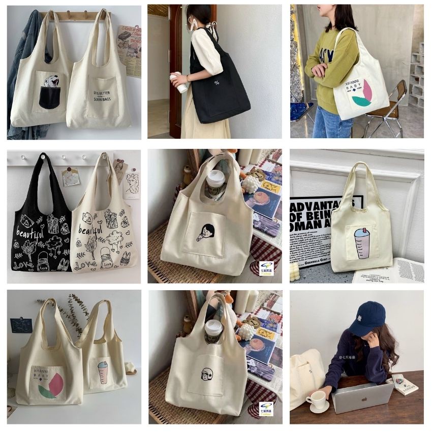 Túi tote vải bố đựng đồ nhiều mẫu mới in hình dể thương cao cấp ZIMI