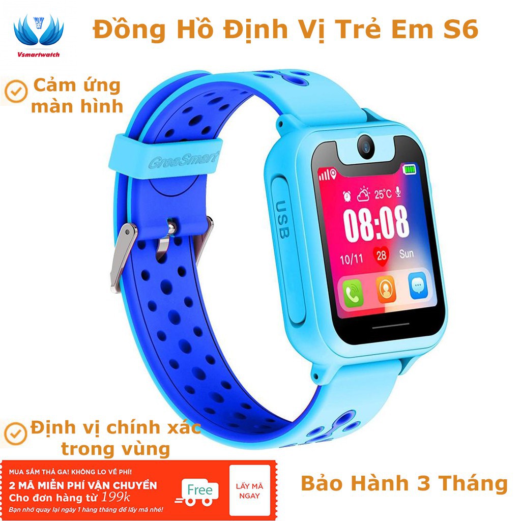 Đồng Hồ Định Vị Thông Minh S6 - Gọi Điện Nhắn Tin Trực Tiếp - Theo Dõi Vị Trí Bé - Cảnh Báo An Toàn