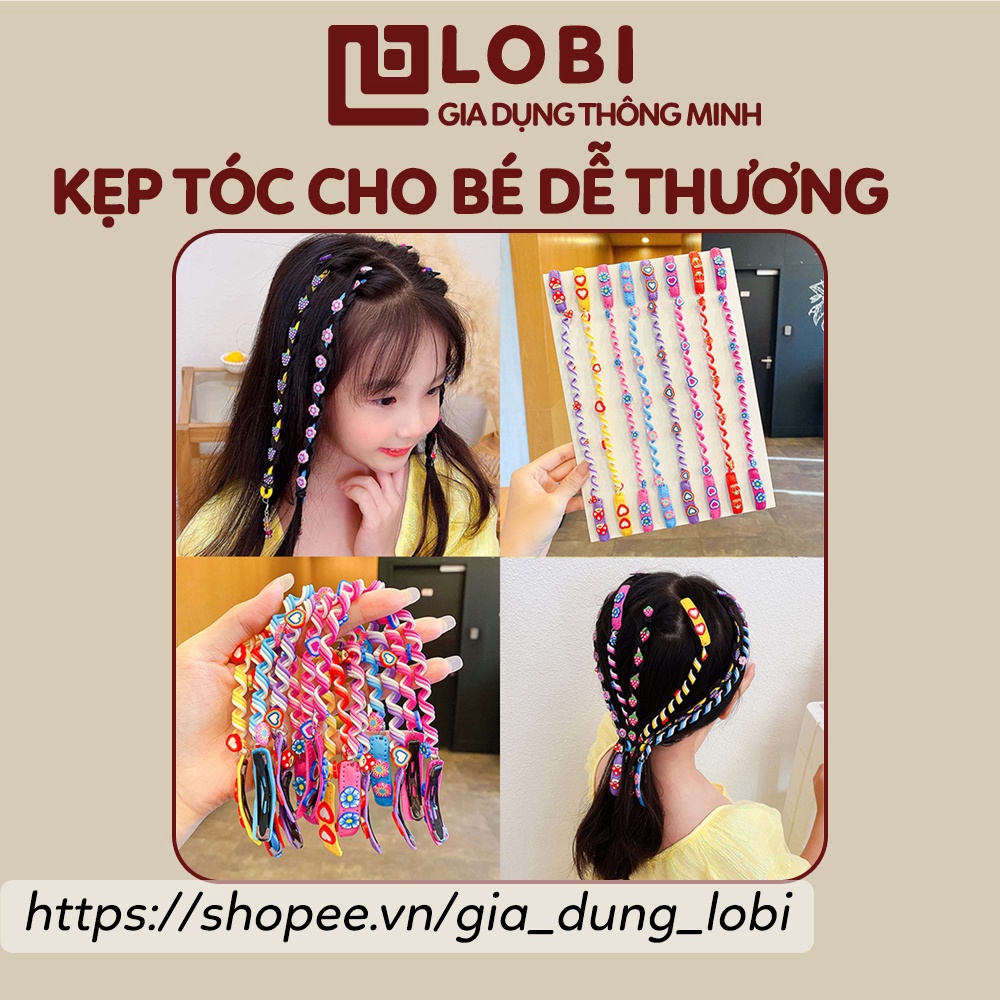 Kẹp tóc cho bé gái LobiShop Kẹp tóc 2 bên cho bé nhiều mẫu dễ thương ( được chọn mẫu )