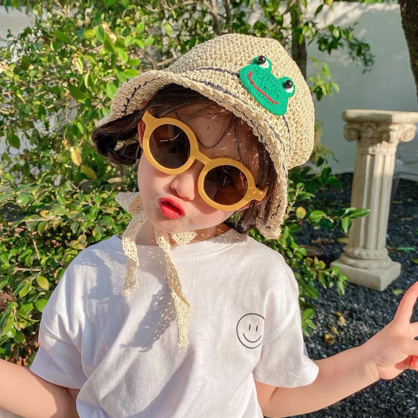Kính Mát Gọng Tròn Chống Tia Uv Phong Cách Vintage Thời Trang Cho Bé DINOKING Kính mát cho bé gái bé trai mùa hè KI01