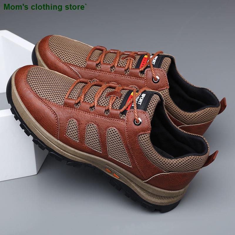 Giày thể thao da bò chống trượt thoáng khí mẫu 2021 thời trang mùa hè dành cho nam