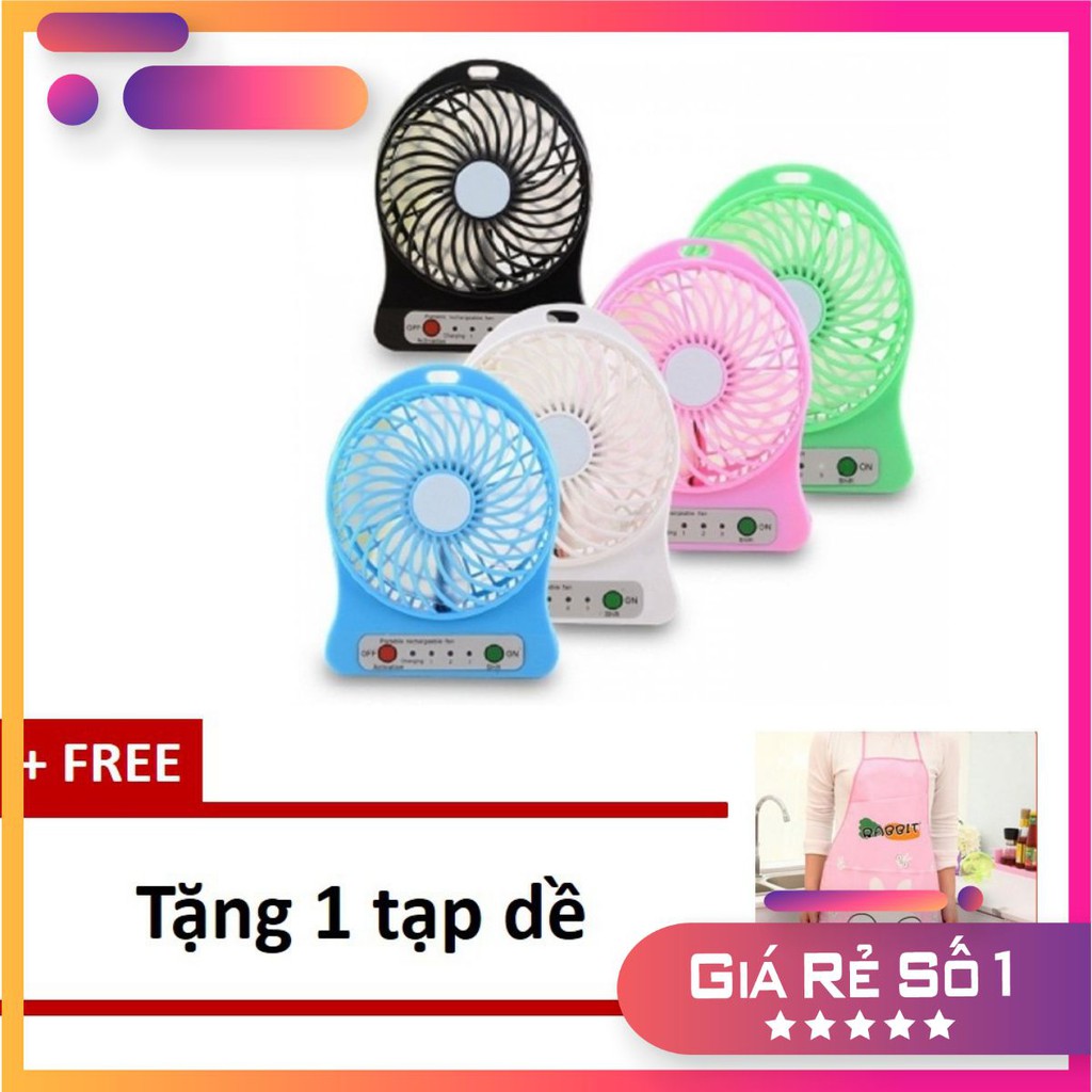 Combo 3 quạt mini 3 tốc độ mát tặng kèm 1 tạp dề