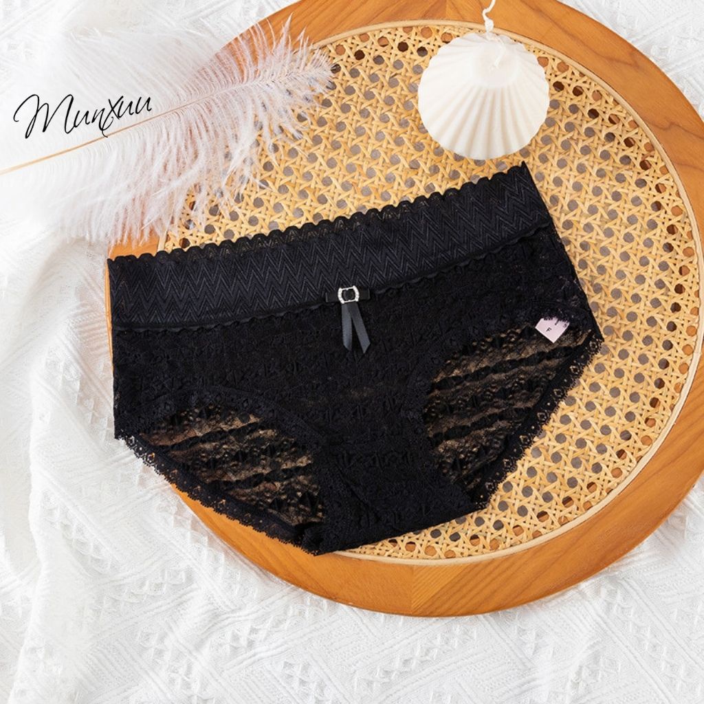 Quần lót ren cạp su MUNXUU chất liệu mềm mại thông thoáng siêu gợi cảm - QC97