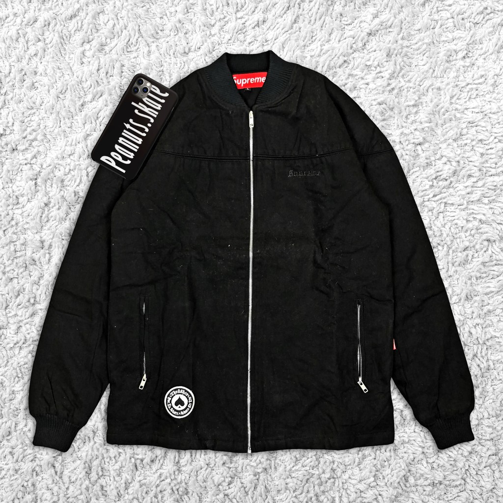 Áo Khoác Bomber Thêu Chữ Thrasher X Supreme Emb Thời Trang Cho Nam Nữ