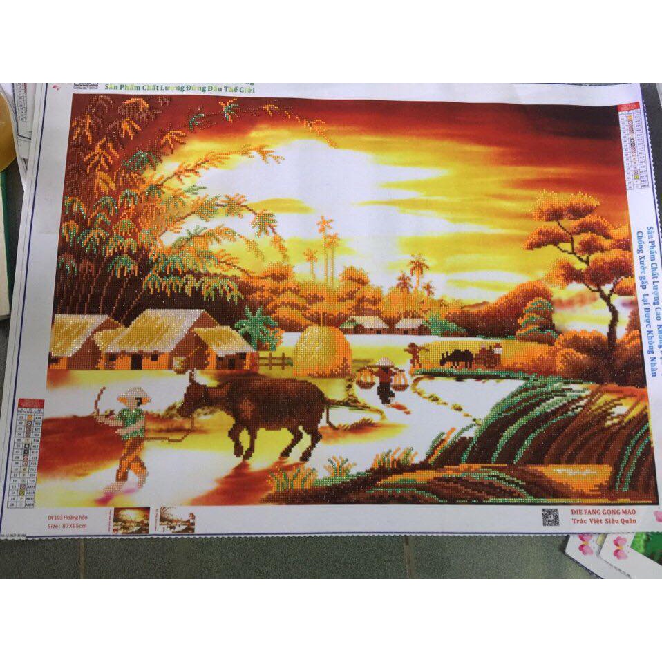 Tranh đá cao cấp  Phong cảnh đồng quê DF193  - chưa đính, Tranh thêu 222292