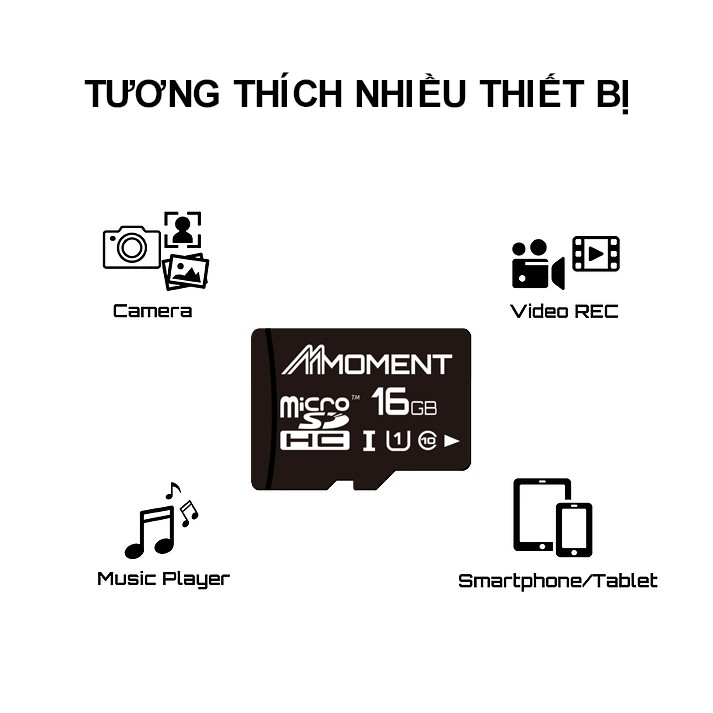 (Chống nước) Thẻ nhớ Micro SDHC U1 Moment 100Mb/s tốc độ cao- Hãng phân phối chính thức