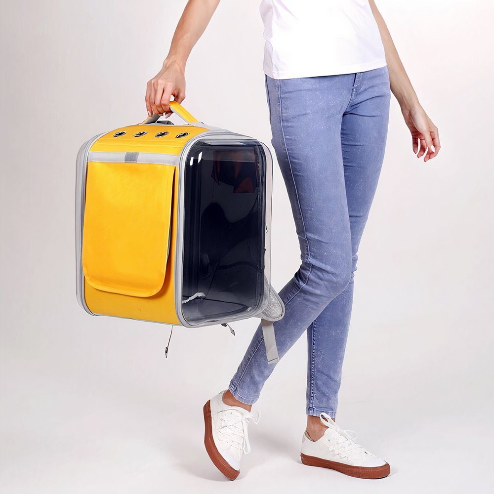 Balo vuông kiểu dáng Hàn Quốc đựng chó mèo trong suốt size siêu lớn đựng lên tới10kg - Thaivucattery