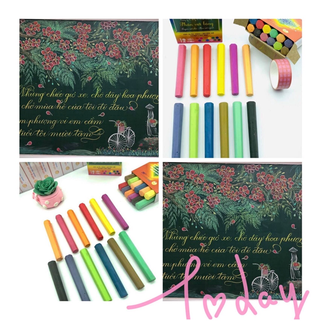 Phấn lục giác Ánh Dương - 12 viên 12 màu - tự tạo thanh đậm