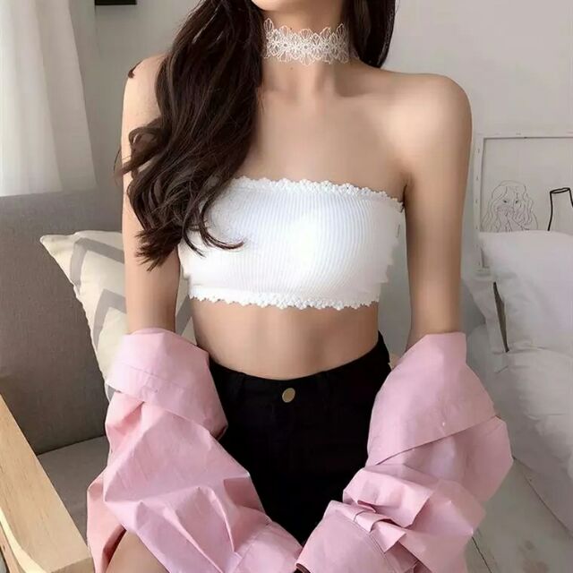 Áo bra cotton gân viền siêu xinh