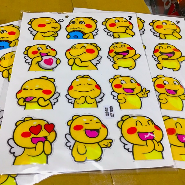 Combo 12 Tem Sticker Khủng Long Baby Vàng Vui Nhộn 12 Mẫu Tem Nổi