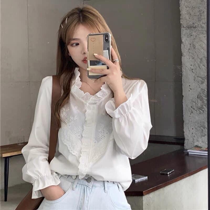 Áo sm trắng thêu