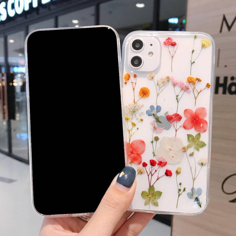 Ốp Điện Thoại Họa Tiết Hoa Khô Sang Trọng Chống Sốc Cho iPhone 13 12 11 Pro MAX Mini X XS MAX XR SE 2022 2020 7 8 Plus
