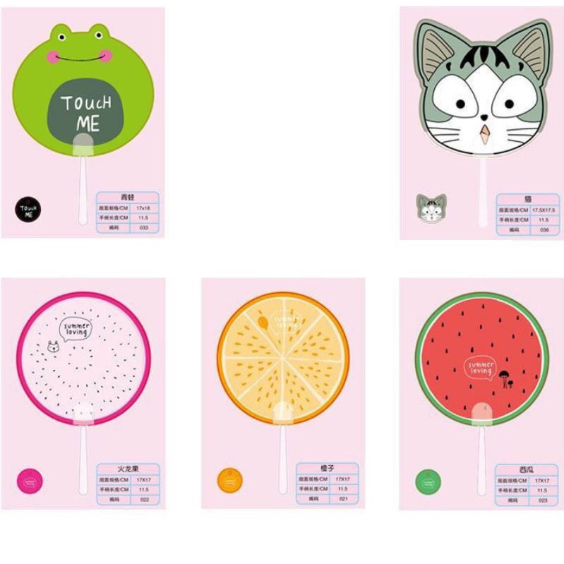 Quạt Nhựa Cầm Tay 2 Mặt Họa Tiết Cute