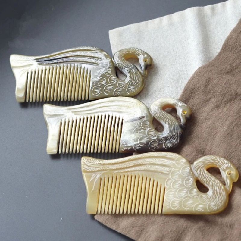 Lược sừng Thiên Nga đẹp làm quà tặng (Size: XL-15 cm) Chăm sóc tóc - Horn Comb