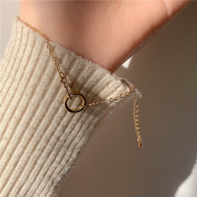 Hàng Mới Về Vòng Tay Đính Đá Kim Cương Tròn Phong Cách Hàn Quốc Độc Đáo F883