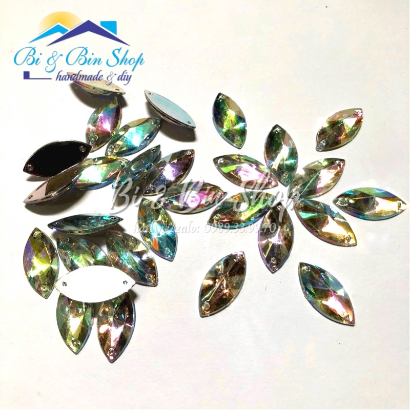 Hạt Đá Kết Lá Me Màu Ánh Cừ AB Đính Kết Trang Phục Thời Trang, Làm Phụ Kiện Handmade