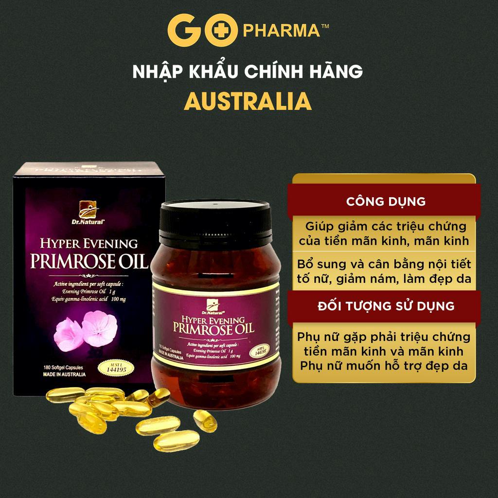 Tinh Dầu Hoa Anh Thảo Úc Dr Natural Hyper Evening Primrose Oil hỗ trợ giảm khô hạn, bổ sung và cân bằng nội tiết tố nữ