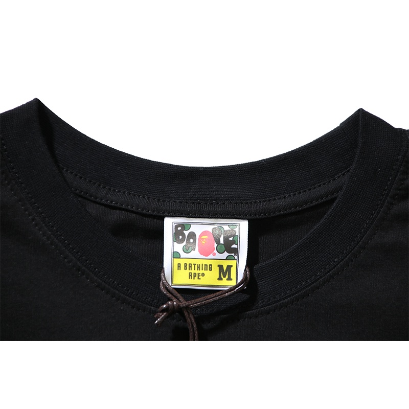 Áo Thun Tay Ngắn Chất Liệu Cotton Thêu Họa Tiết Bape Thời Trang Cho Nam Nữ