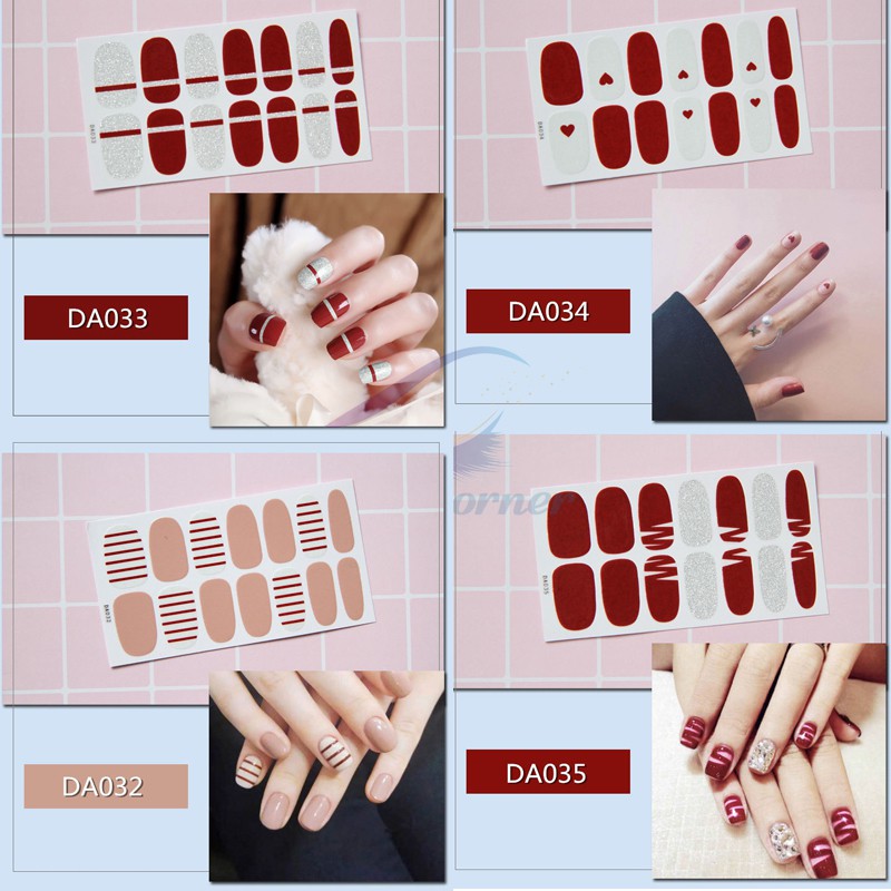 Bộ nail sticker dán móng tay trang trí 3D xinh xắn DA021-DA040 chống thấm nước