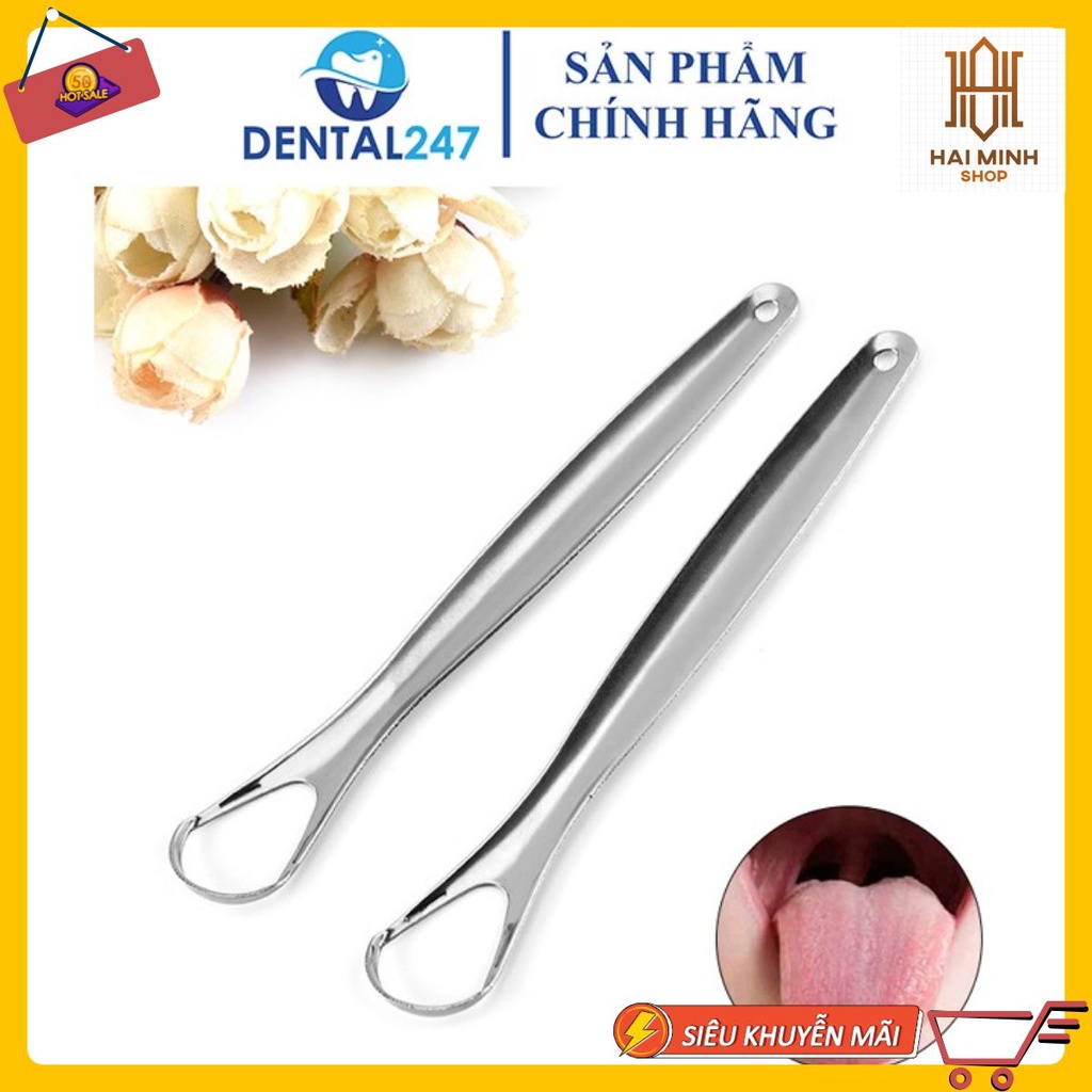Dụng cụ cạo lưỡi, vệ sinh lưỡi người lớn Inox cao cấp, loại bỏ vấn đề hôi miệng, Hàng Nhập Khẩu