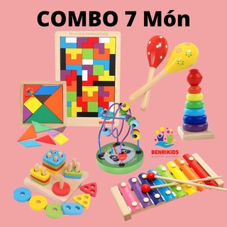Bộ Đồ Chơi Thông Minh 7 Món Tổng Hợp Bằng Gỗ Giúp Bé Phát Triển Toàn Diện, Đồ Chơi Benrikids