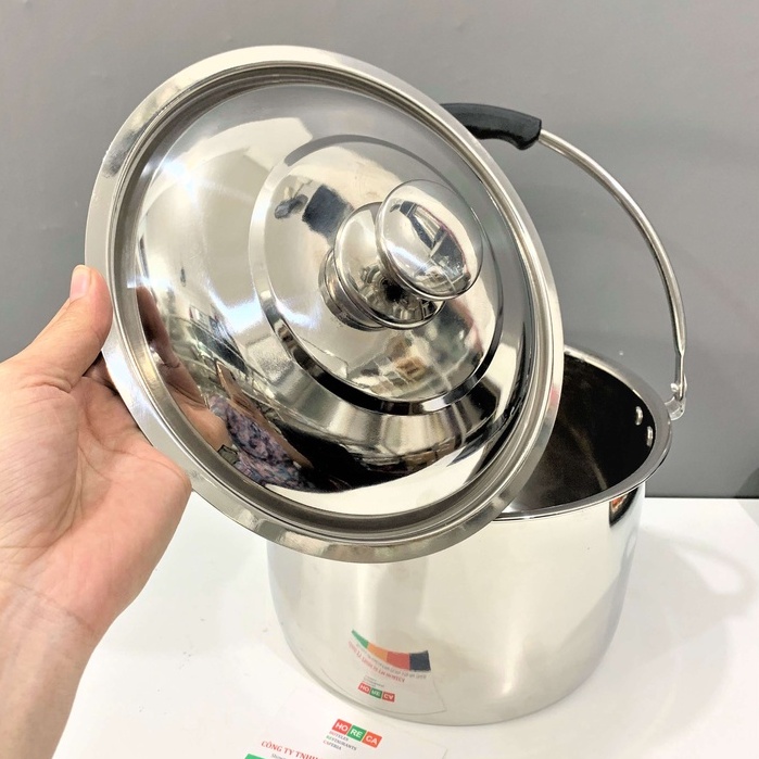 XÔ [INOX 304] CÓ QUAI XÁCH, CÓ NẮP ĐỰNG NƯỚC LÈO, ĐỰNGTHỨC ĂN, XÁCH CƠM
