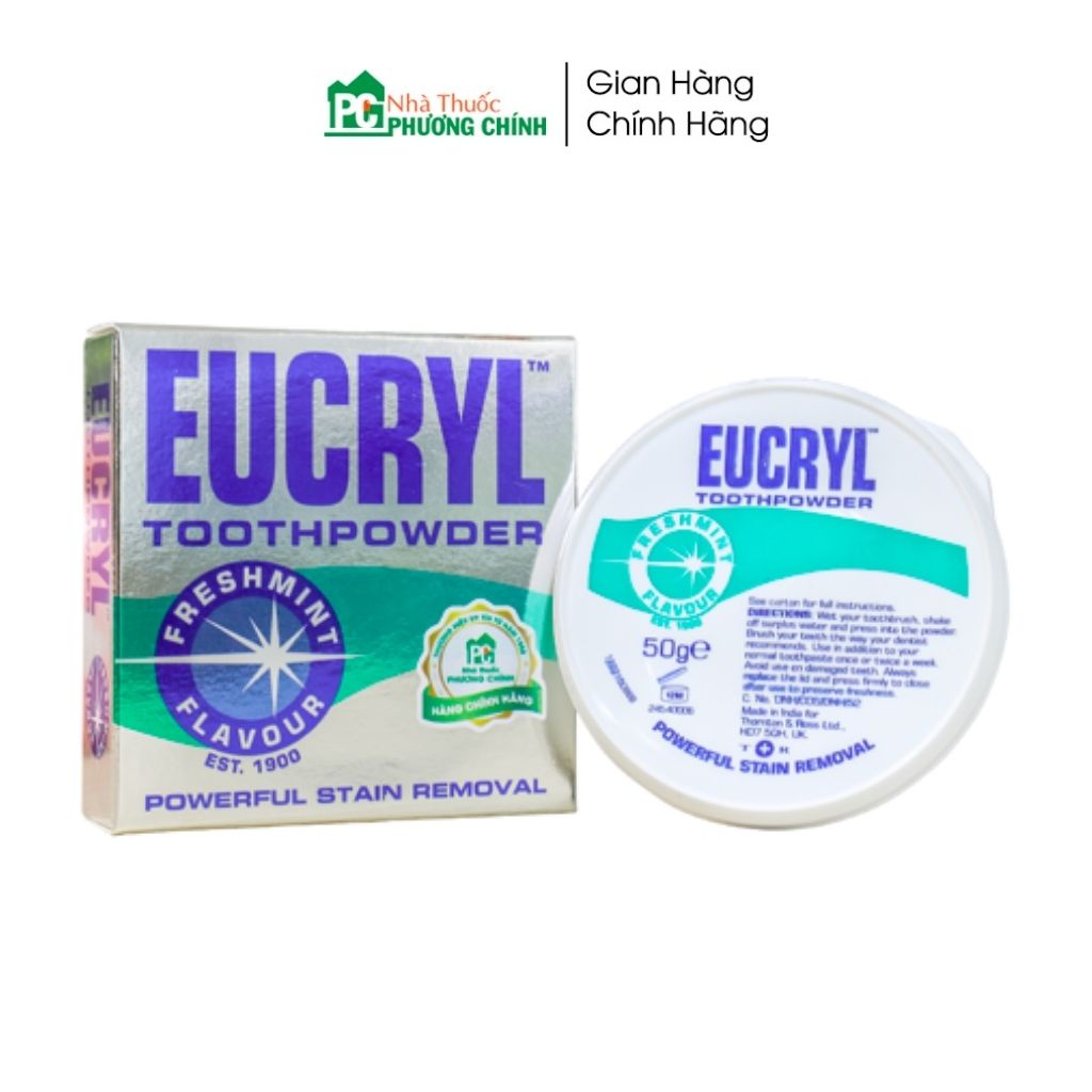 Bột Trắng Răng Bạc Hà Eucryl Toothpowder Giúp Trắng Răng, Ngăn Ngừa Cao Răng
