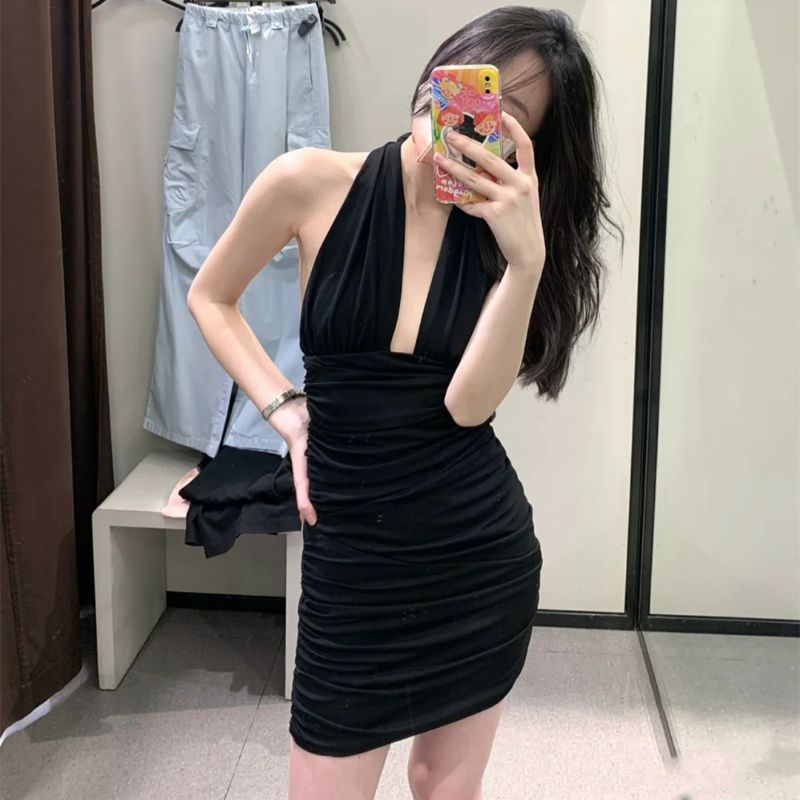Váy body cổ yếm buộc nơ ZR
