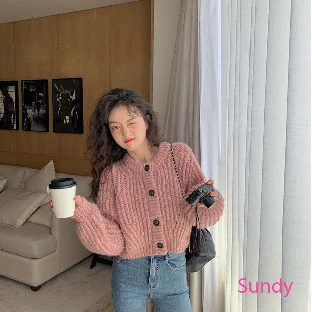 Áo Khoác Cardigan Dệt Kim Tay Dài Dáng Rộng Thời Trang Mùa Thu Cho Nữ