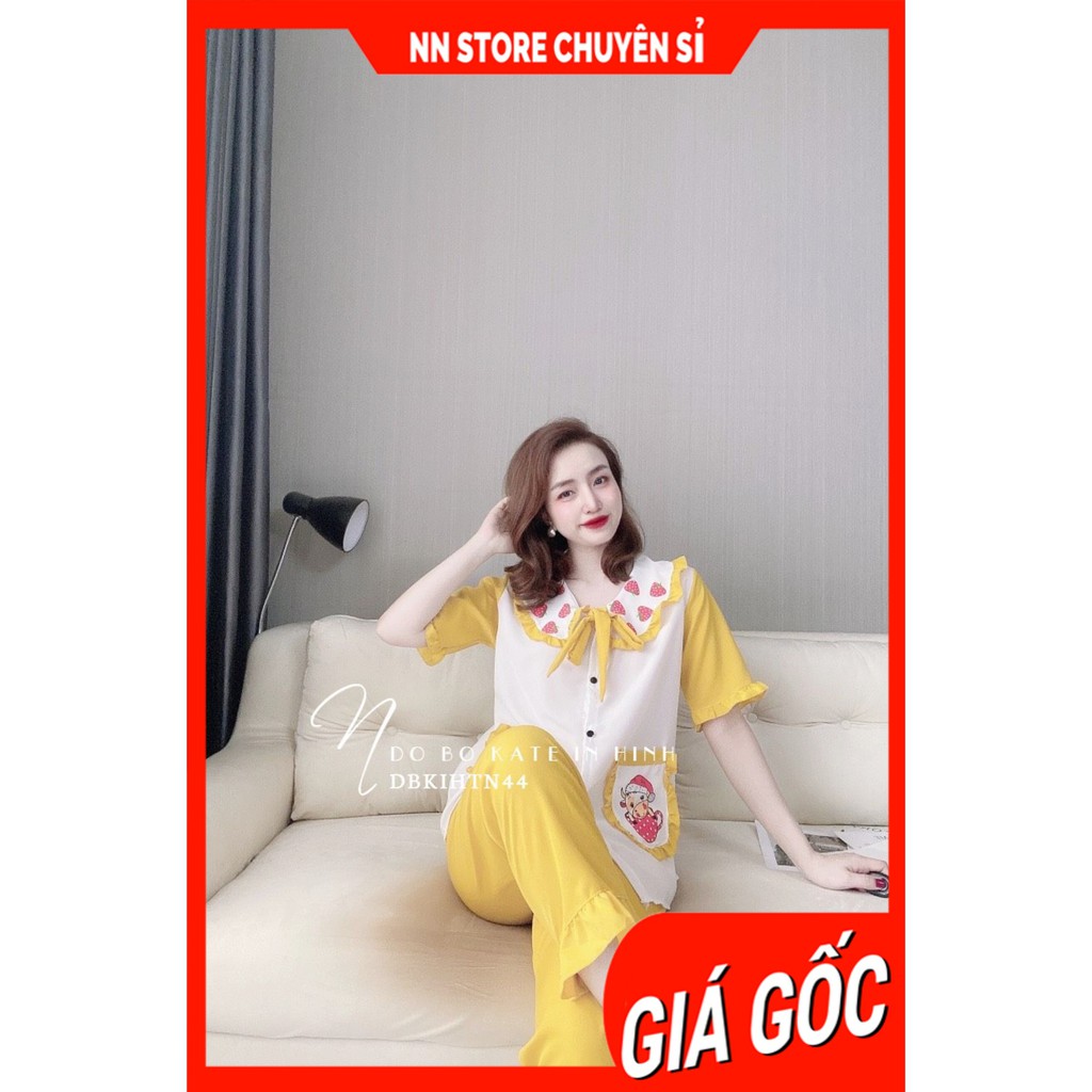 Đồ bộ nữ mặc nhà cổ tiểu thư chất kate mềm in hình bò sữa dễ thương 🛑 kate tổng hợp