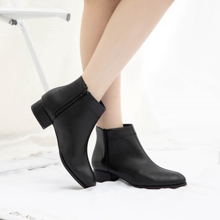 Giày MWC 9102 - Giày Boots Nữ Boots Cổ Thấp Gót Vuông 3 cm Phong Cách Hàn Quốc