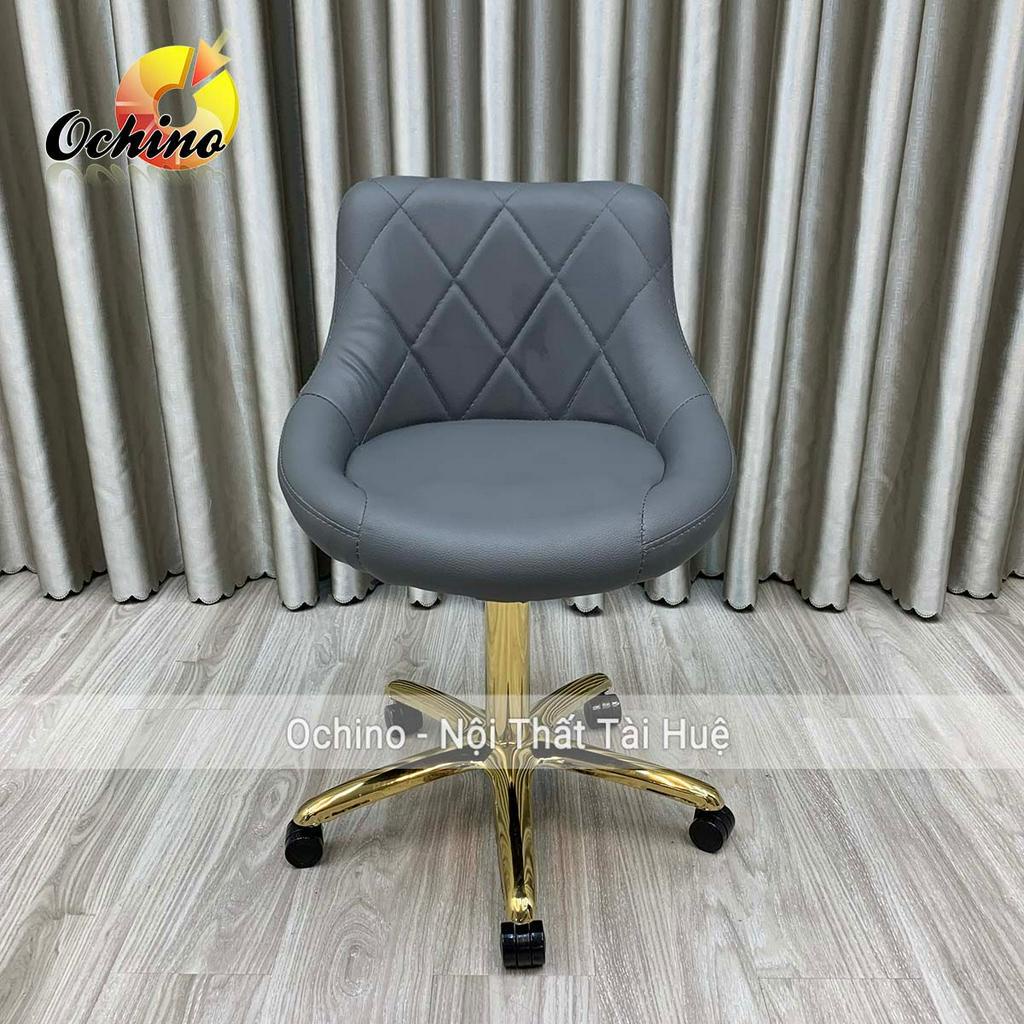 Ghế Xoay Văn Phòng, Ghế Makeup Chân Bánh Xe Vàng Sao Mẫu Nỉ Da Cao Cấp (Hàng Sẵn)