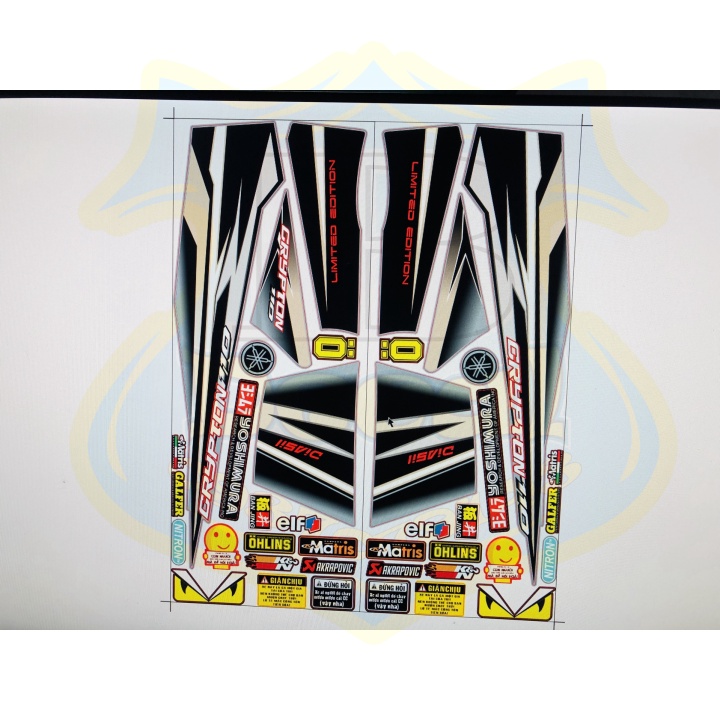 ( Quí khách vui lòng mang ra tiệm cho thợ dán ) Tem SIRIUS CRYPTON XÁM XI MĂNG