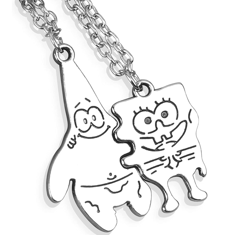 Set 2 Vòng cổ Mặt Hình Spongebob Và Patrick Dễ Thương