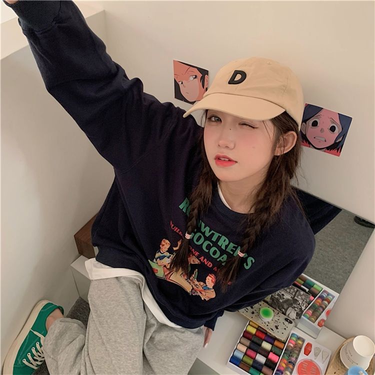 Áo nỉ dài tay form rộng phong cách Hàn Quốc trẻ trung dành cho nữ