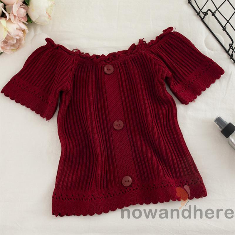 Áo Kiểu Tay Ngắn Hở Vai Màu Sắc Đơn Giản Thời Trang Mùa Hè Cho Nữ | BigBuy360 - bigbuy360.vn