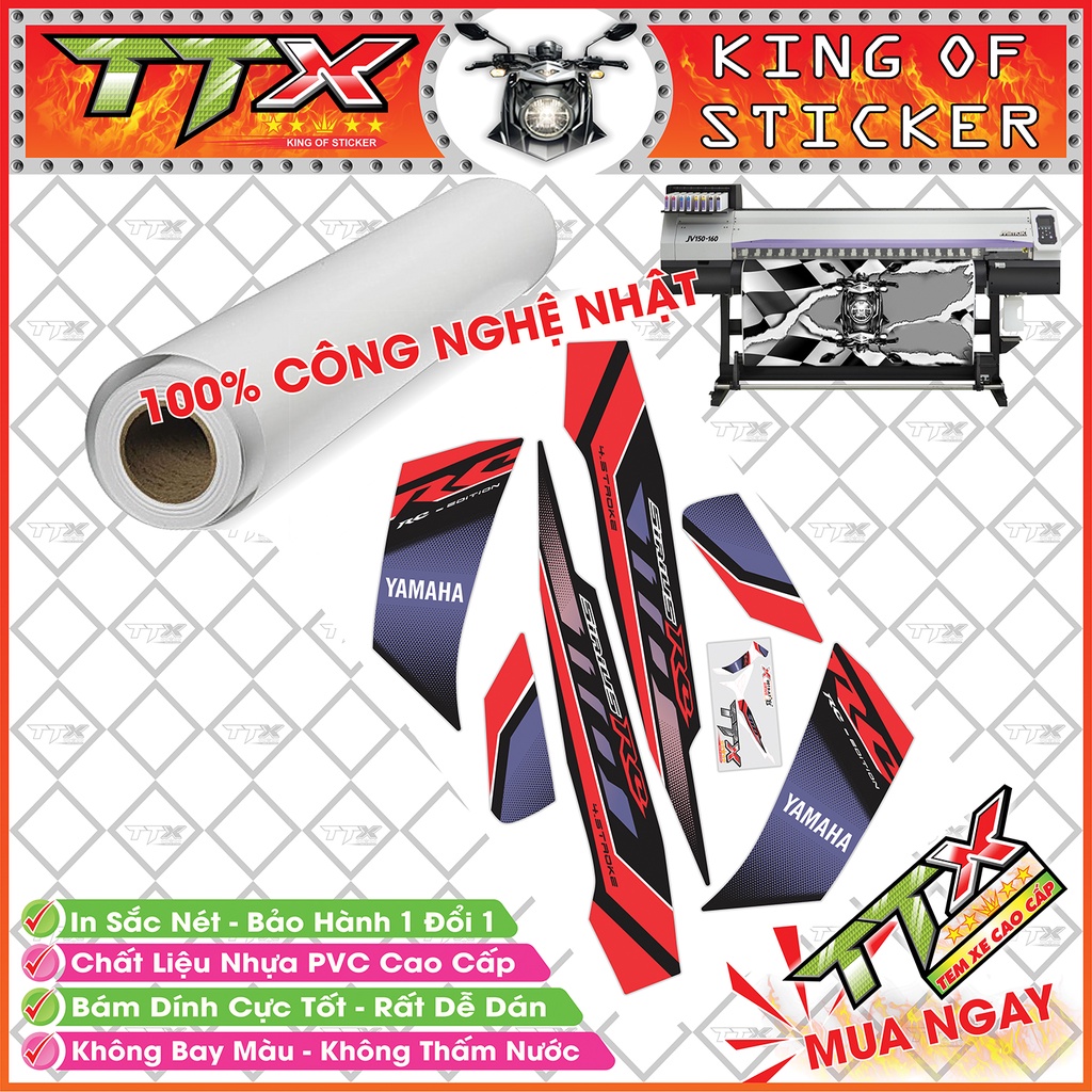 Tem xe sirius rc 110 , Team phụ kiện sirius màu đỏ nền đen chữ trắng tuyệt đẹp , Shop TTX Tem rời sirius mã (S0015/A7)