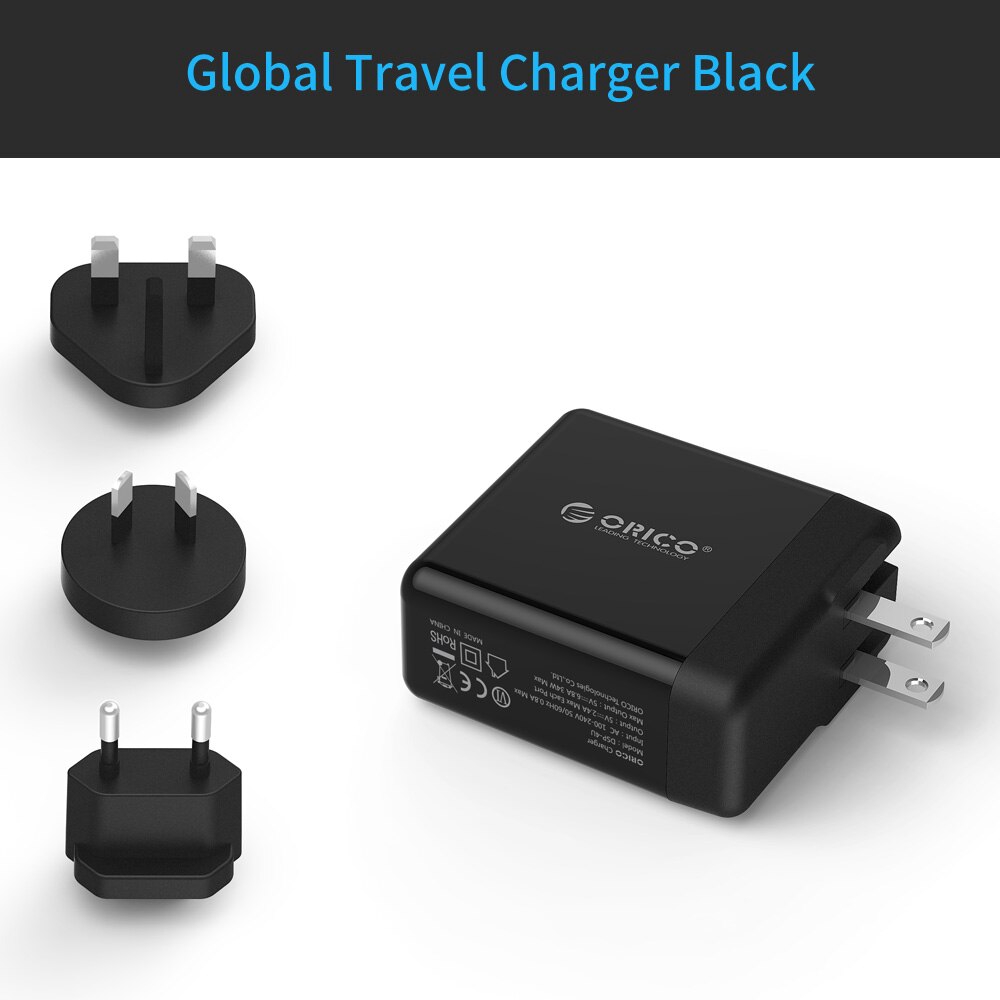 Củ sạc ORICO 34W 4 cổng USB phích cắm UK/AU/EU Add-on AC chuyên dụng
