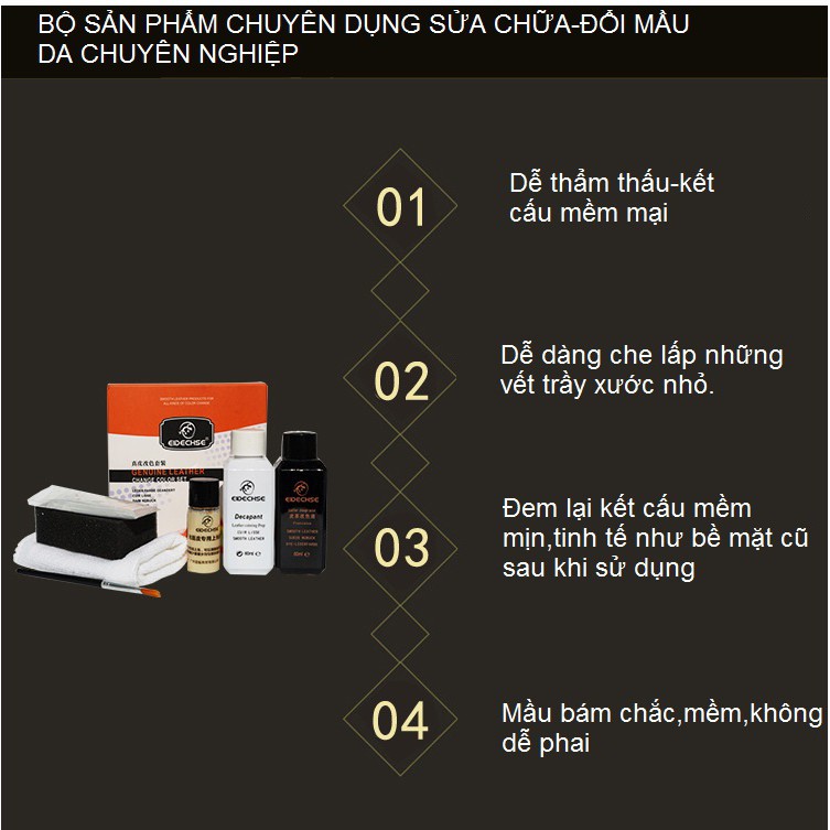 Bộ sản phẩm combo Sơn chuyên dụng cho da - tặng chổi quét,mút bọt biển,găng tay - sơn đổi mầu cho túi da ví da giầy da