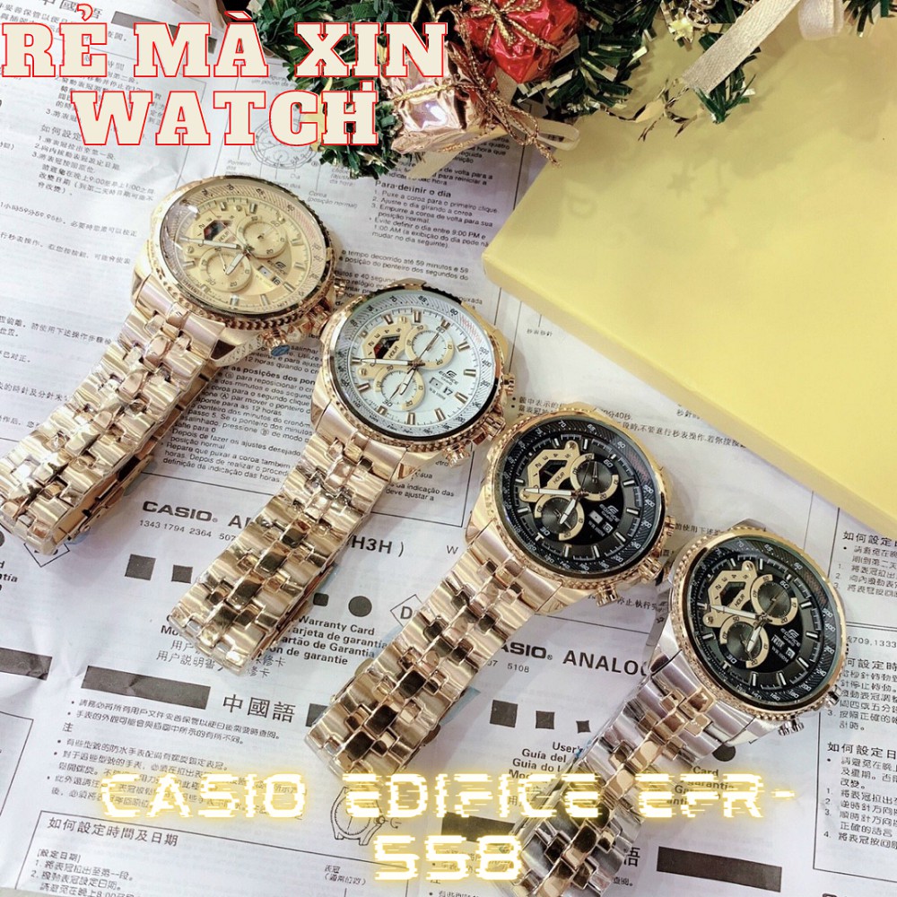ĐỒNG HỒ NAM EDIFICE EF-558FG , DÂY THÉP MÀU VÀNG , SIZE 45MM