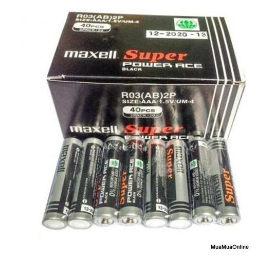 Hộp 40 Viên Pin Tiểu AAA (3A) Maxell Super 1.5V Cao Cấp (Đen)